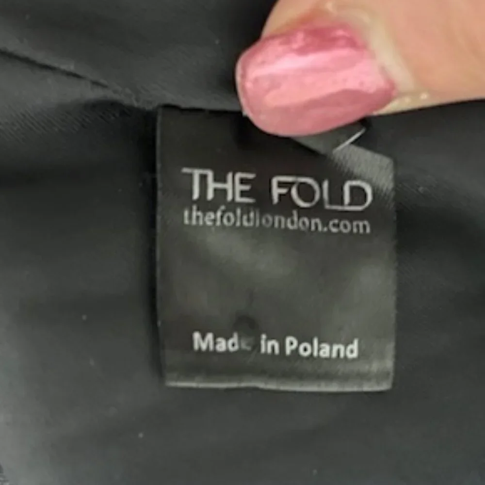 The Fold Size 8 Mock Ruffle Neck Long Sleeve Navy Virgin Wool Dress - Picture 7 of 7